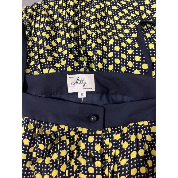 Milly Dress Blue Green 6 Silk A Line - Picture 4 of 10